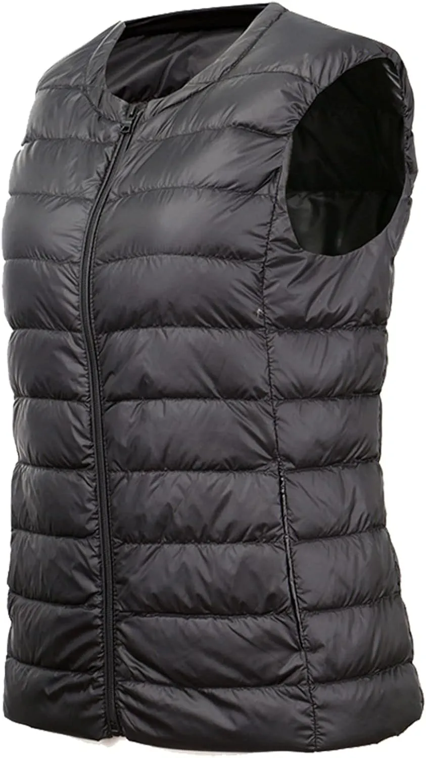 Fall Long Puffer Vest One Morality Warm V Neck Thin Down Vest Inside Trendy Winter Coat Outerwear Vest for Women