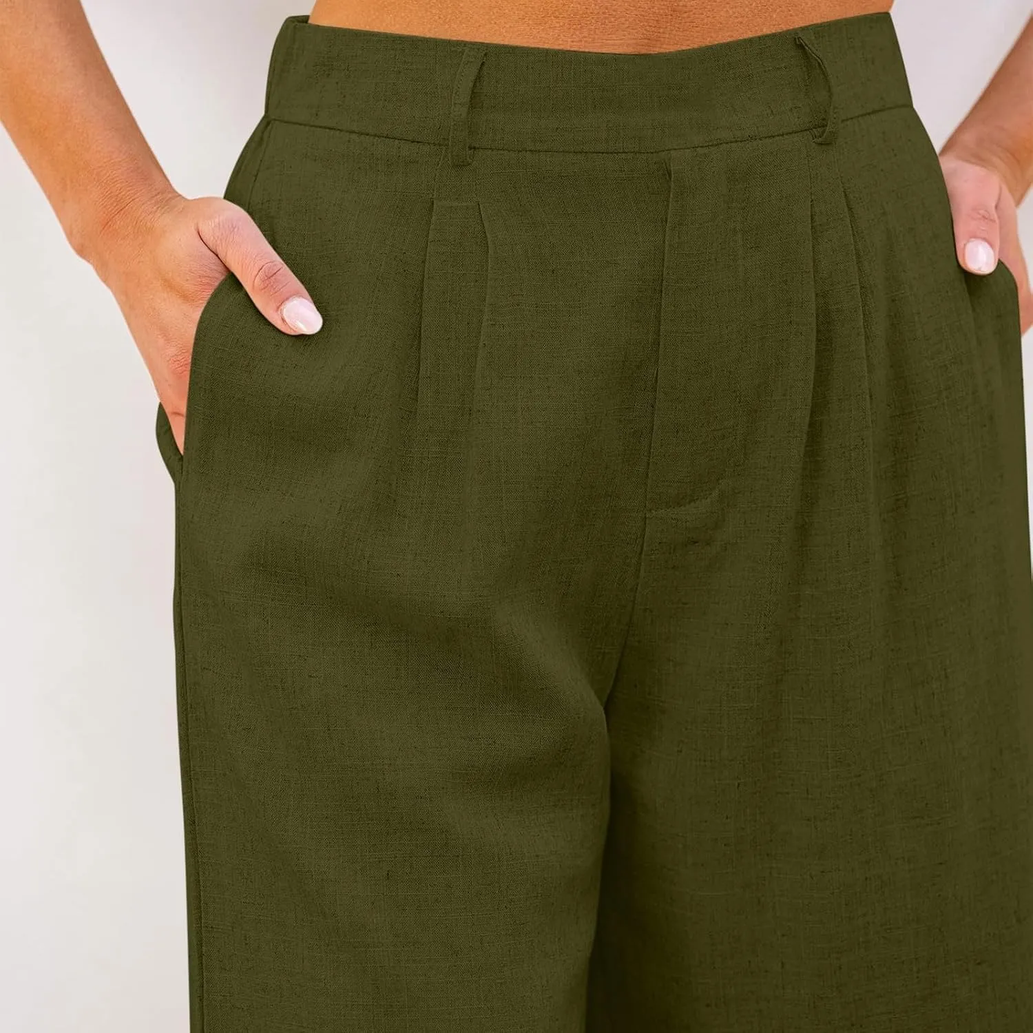 fanmpghleoo Wide Leg Bermuda Shorts for Women Elastic High Waisted Linen Shorts Business Casual Linen Pants Women Summer