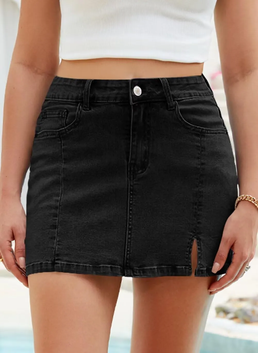 FEKOAFE Womens Jean Skirts 2025 High Waisted Skirts Trendy Denim Skirts with Slit