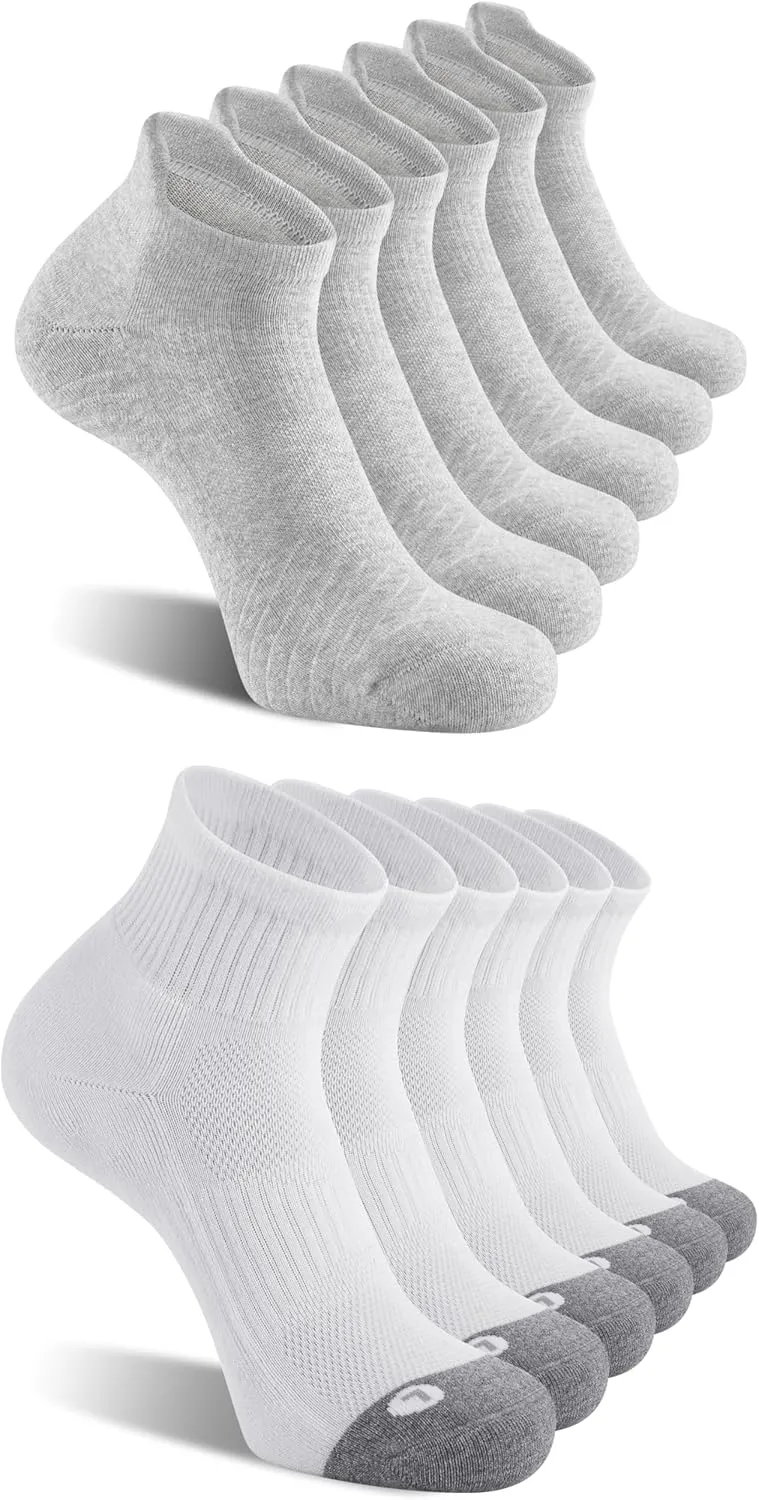 FITRELL 12 Pack Men's Athletic Running Ankle Socks and Low Cut Tab Sport Socks for Men