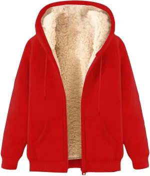 Fleece Jacket Men Fleece Jacket Women Unisex Fall Winter Warm Plush Lined Sherpa Cardigan Casual Long Sleeve Hoodies