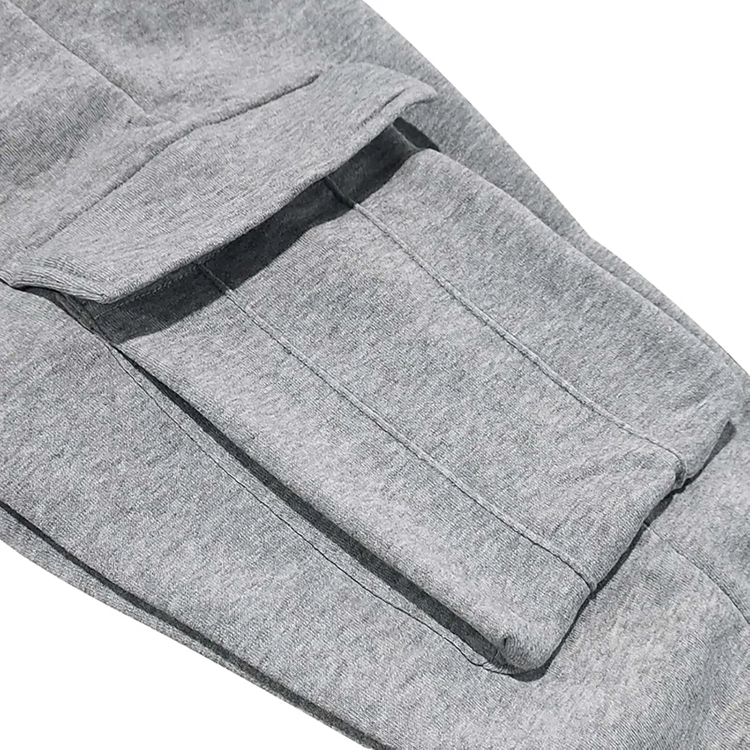 Fleece Lined Cargo Sweatpants for Men Baggy Drawstring Waist Joggers with Pockets Gym Workout Heavyweight Trousers