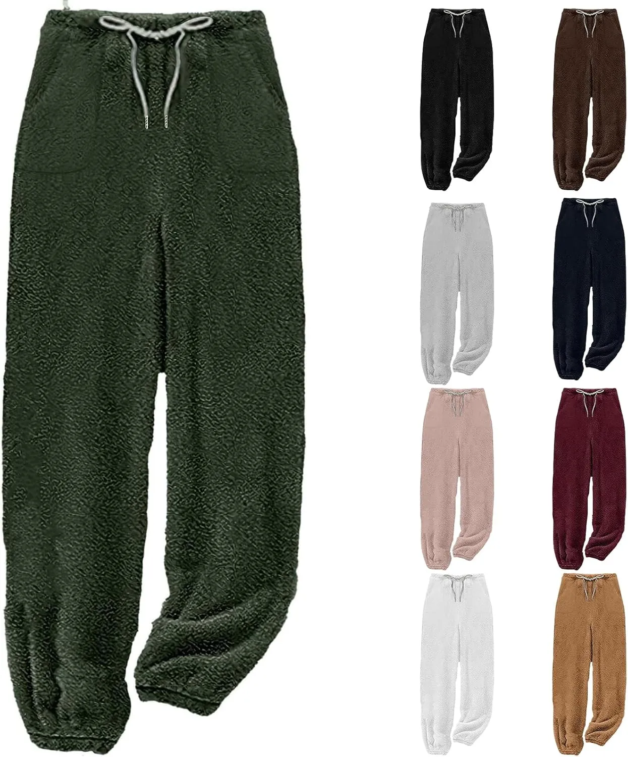 Fleece Pajama Pants Women Winter Cozy Lounge Pants Casual Wide Leg Pants Warm Pajama Pants Loungewear with Pockets