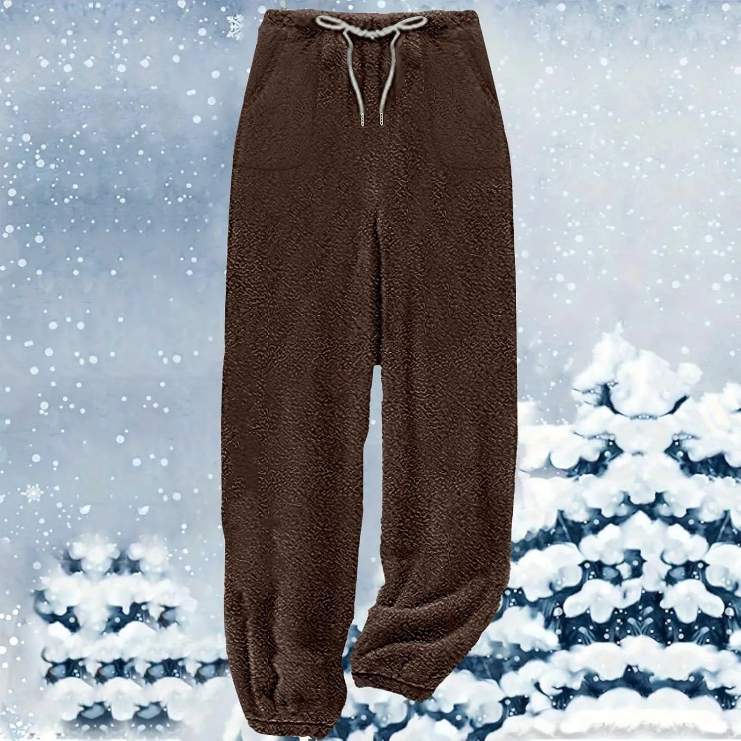 Fleece Pajama Pants Women Winter Cozy Lounge Pants Casual Wide Leg Pants Warm Pajama Pants Loungewear with Pockets