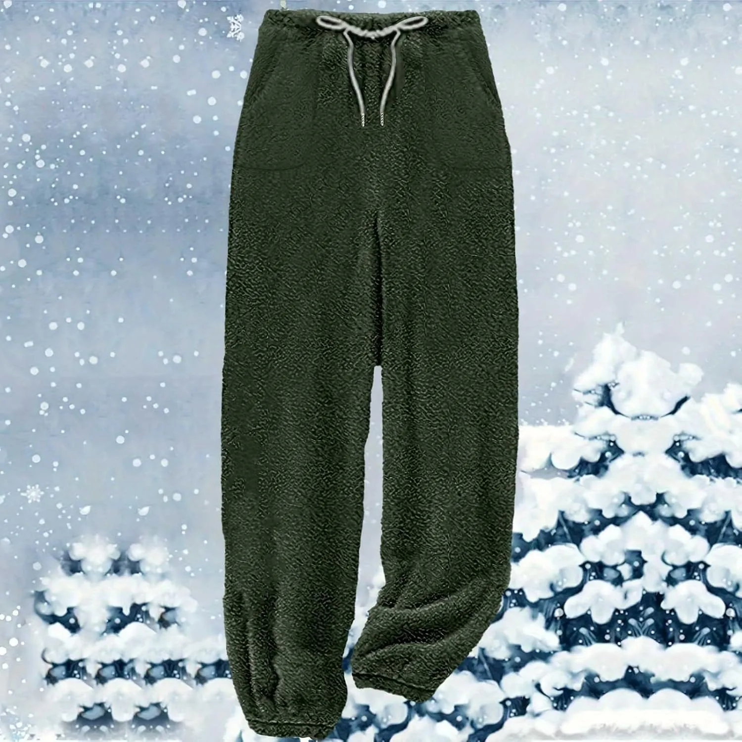 Fleece Pajama Pants Women Winter Cozy Lounge Pants Casual Wide Leg Pants Warm Pajama Pants Loungewear with Pockets