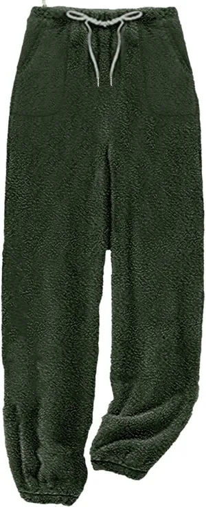 Fleece Pajama Pants Women Winter Cozy Lounge Pants Casual Wide Leg Pants Warm Pajama Pants Loungewear with Pockets