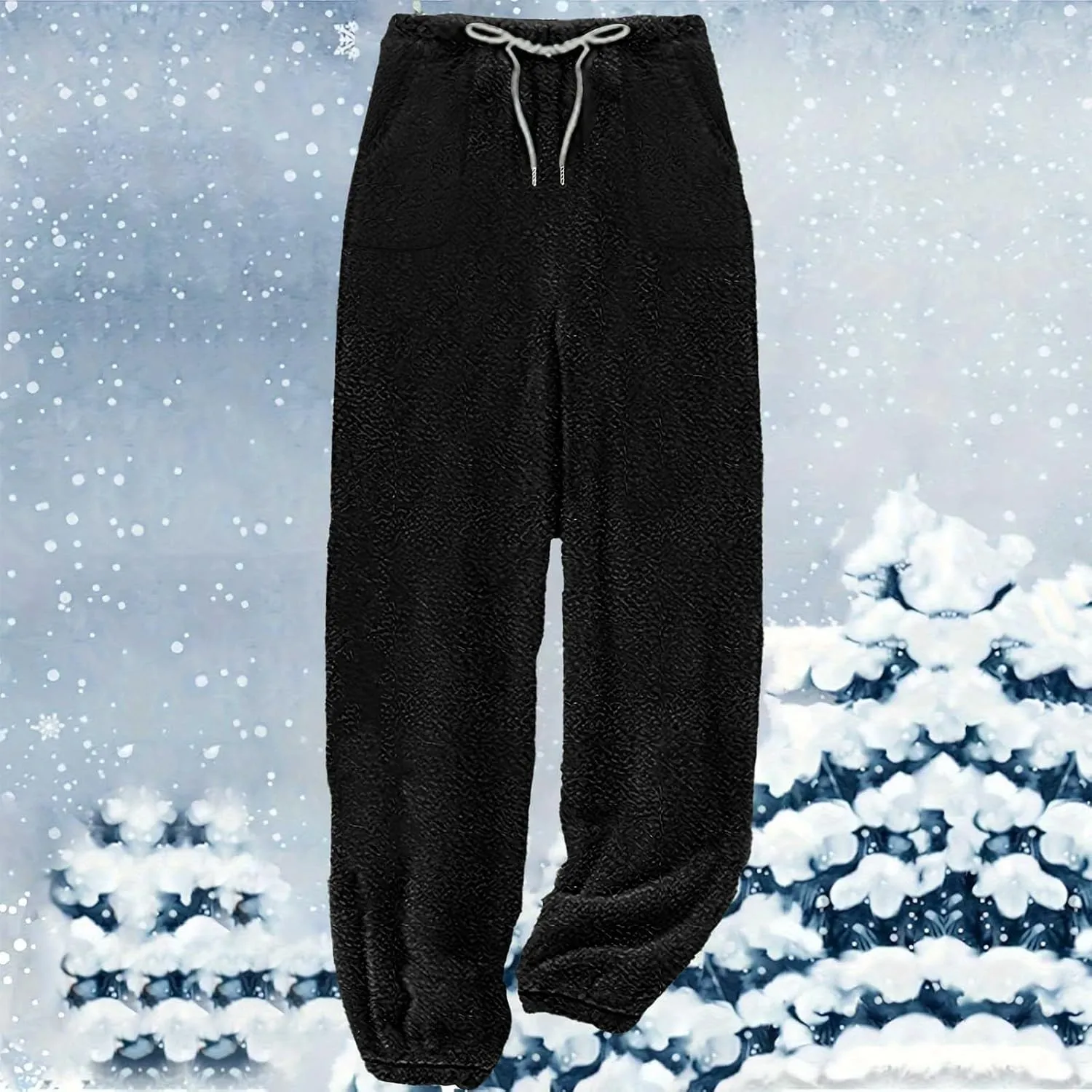 Fleece Pajama Pants Women Winter Cozy Lounge Pants Casual Wide Leg Pants Warm Pajama Pants Loungewear with Pockets
