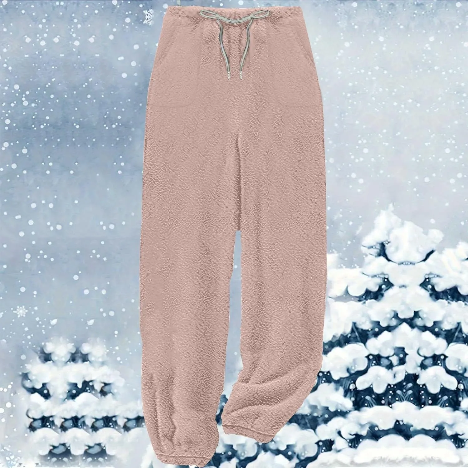 Fleece Pajama Pants Women Winter Cozy Lounge Pants Casual Wide Leg Pants Warm Pajama Pants Loungewear with Pockets