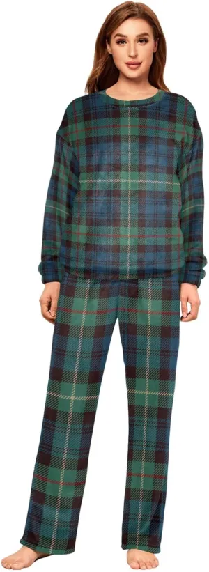 Fleece Sleepwear for Women Casual Fuzzy Long Sleeve Round Neck Loungewear Unique Pajamas Loungewear S