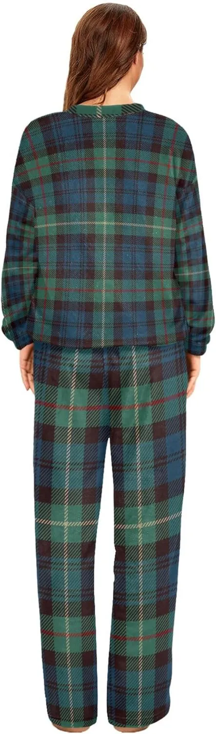 Fleece Sleepwear for Women Casual Fuzzy Long Sleeve Round Neck Loungewear Unique Pajamas Loungewear S