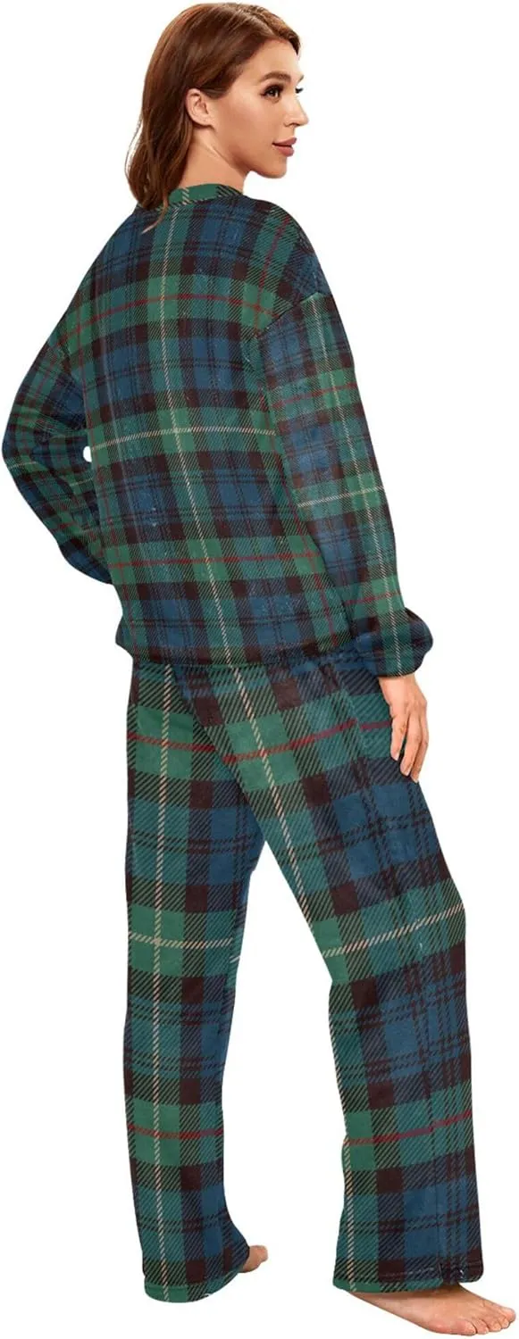 Fleece Sleepwear for Women Casual Fuzzy Long Sleeve Round Neck Loungewear Unique Pajamas Loungewear S