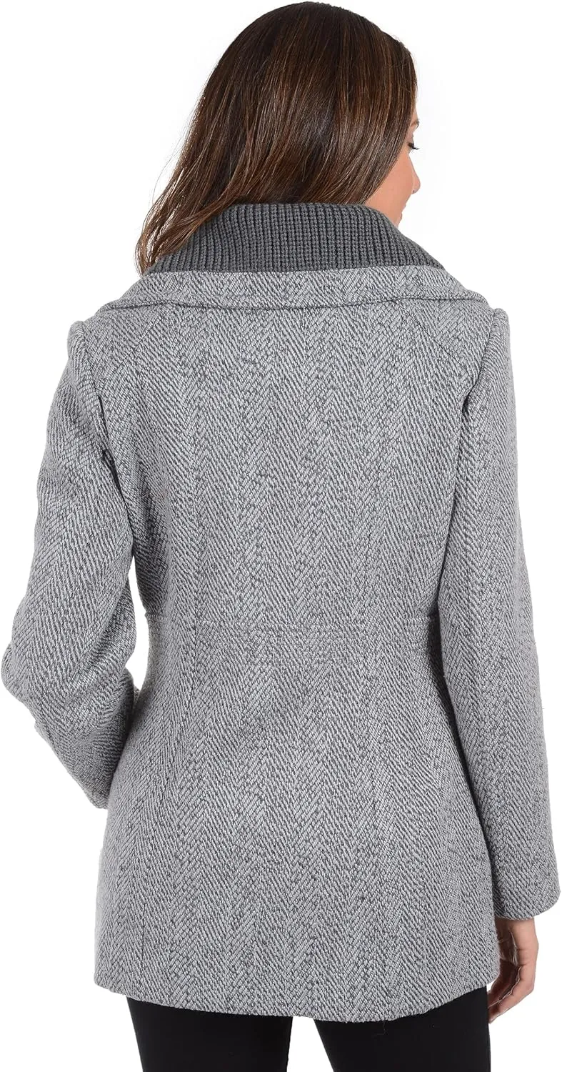 Fleet Street Ltd. Women's Full Zip Front Wool Blend Tweed Jacket