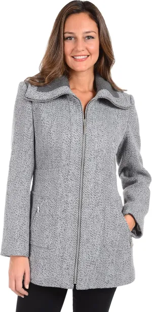 Fleet Street Ltd. Women's Full Zip Front Wool Blend Tweed Jacket