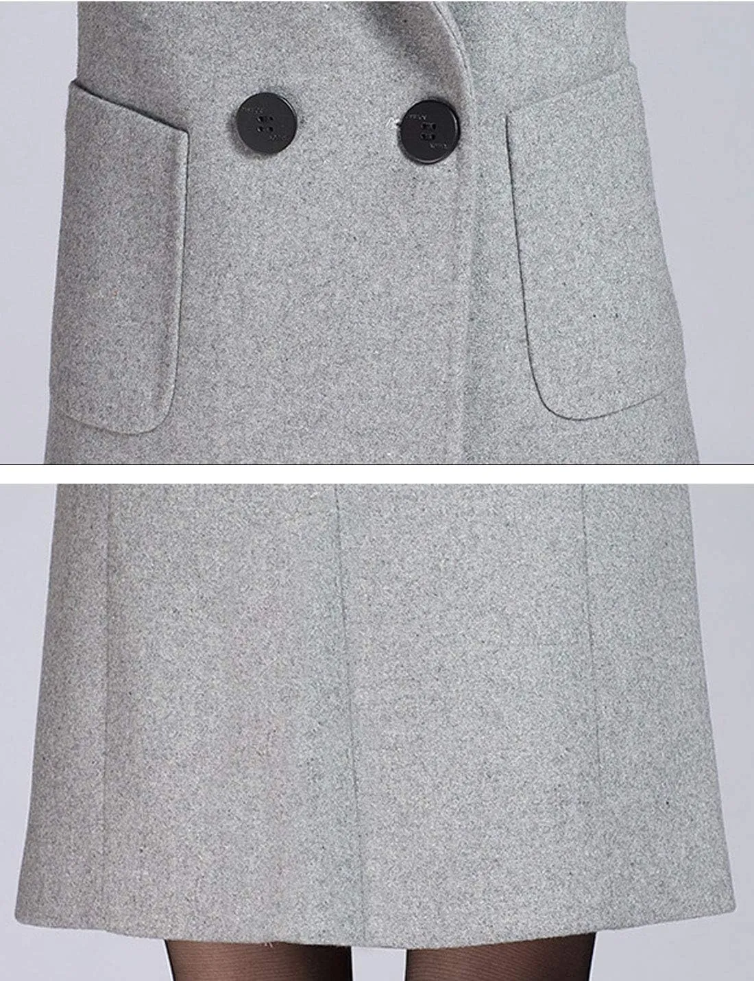Flygo Women's Classic Lapel Wool Blend Pea Coat Jacket