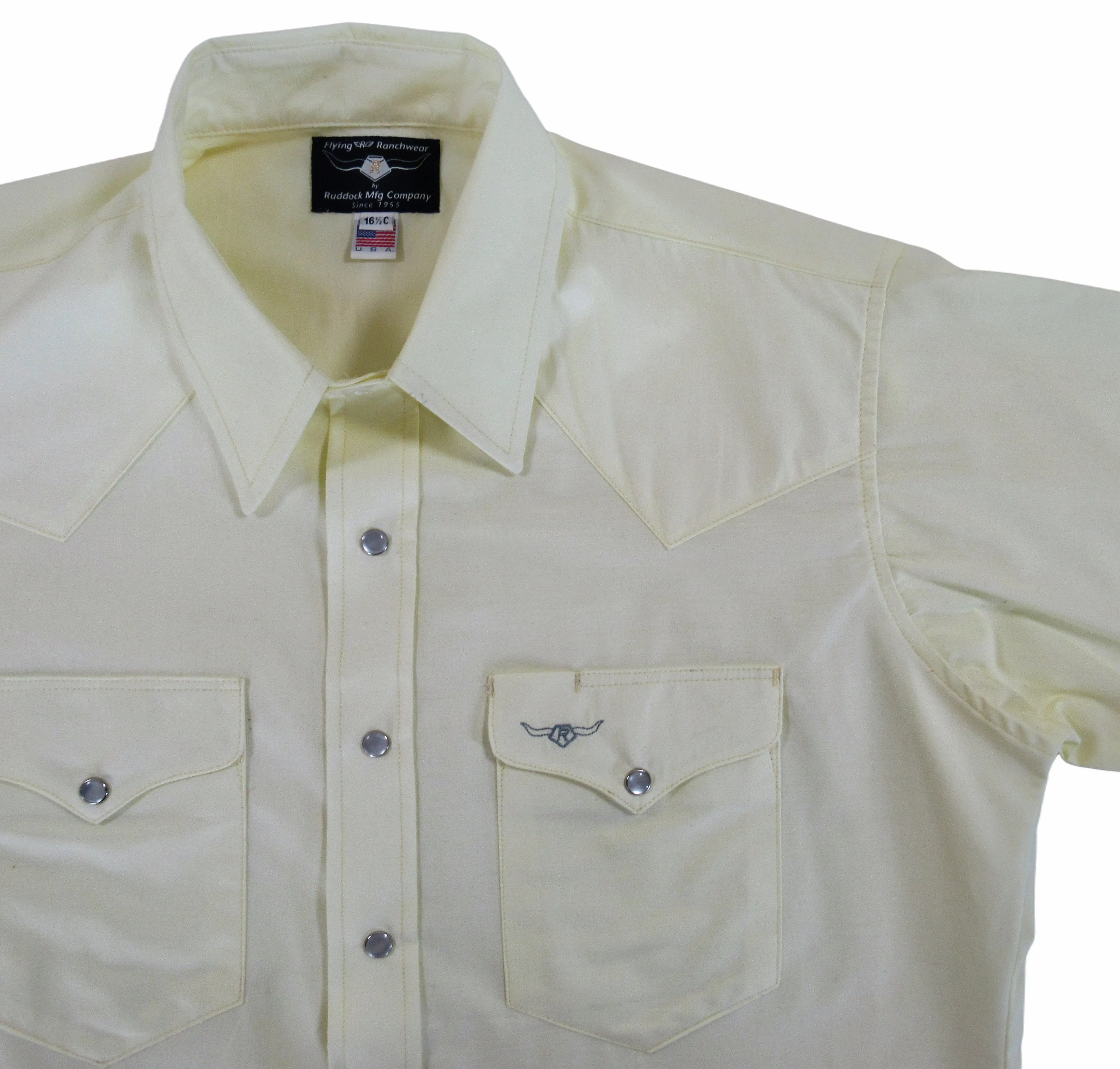 Flying R Ranchwear - Western Solid - Pale Yellow - Short Sleeve Snaps
