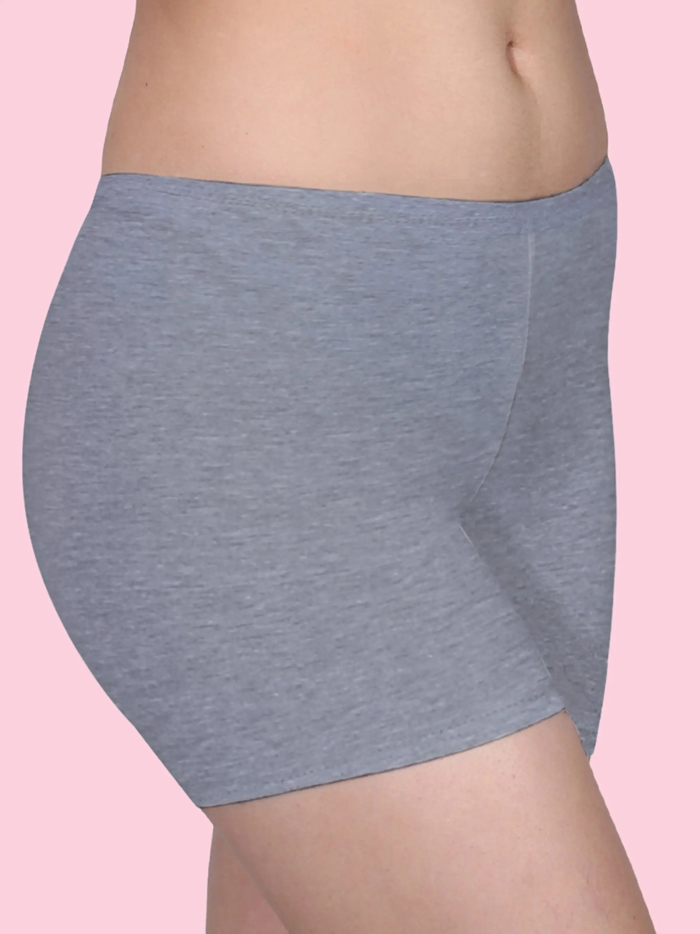 Full Coverage High Waist Long Panties with Gusseted Crotch and No Side Seams in Grey Pack of 1