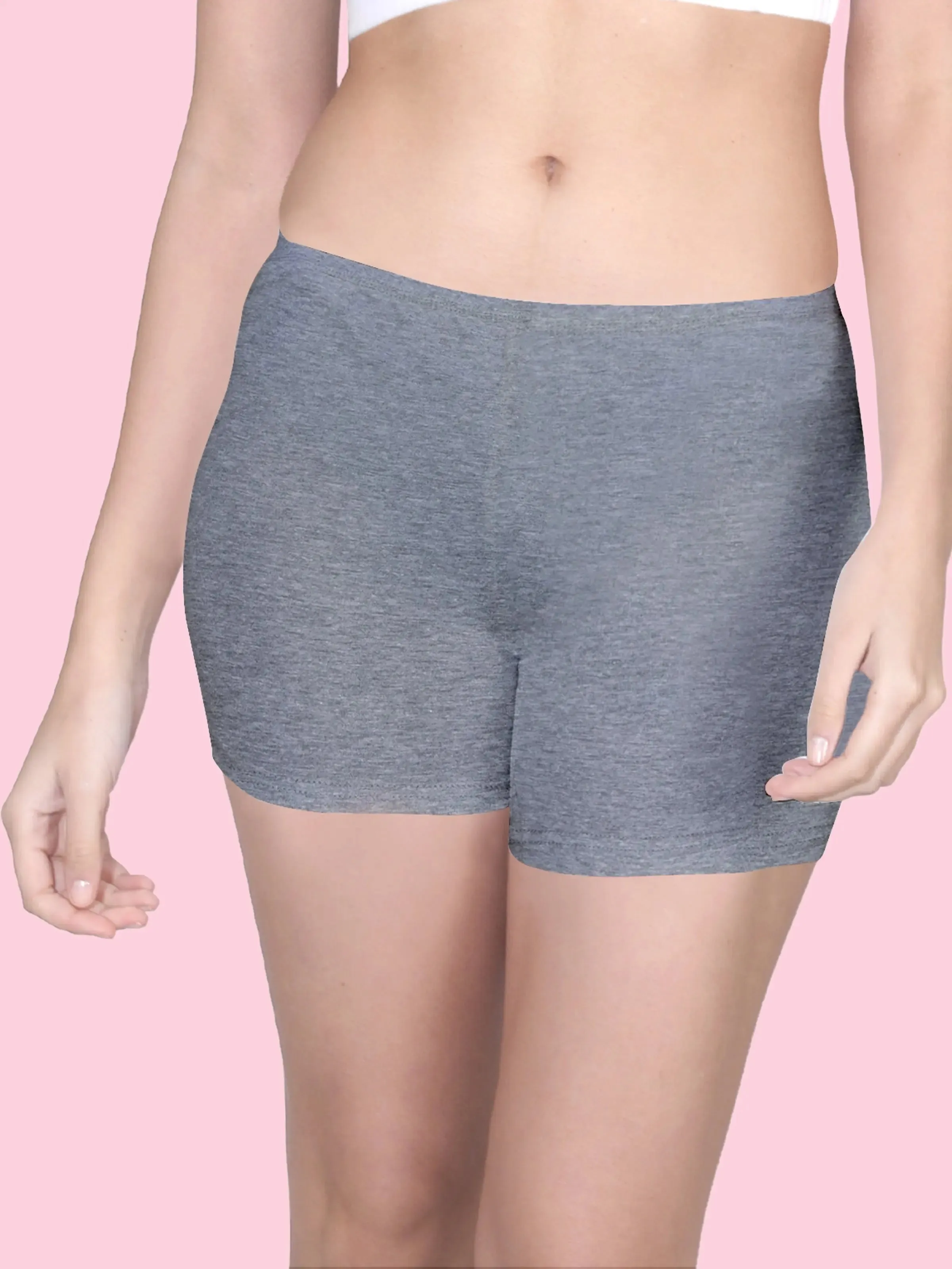 Full Coverage High Waist Long Panties with Gusseted Crotch and No Side Seams in Grey Pack of 1