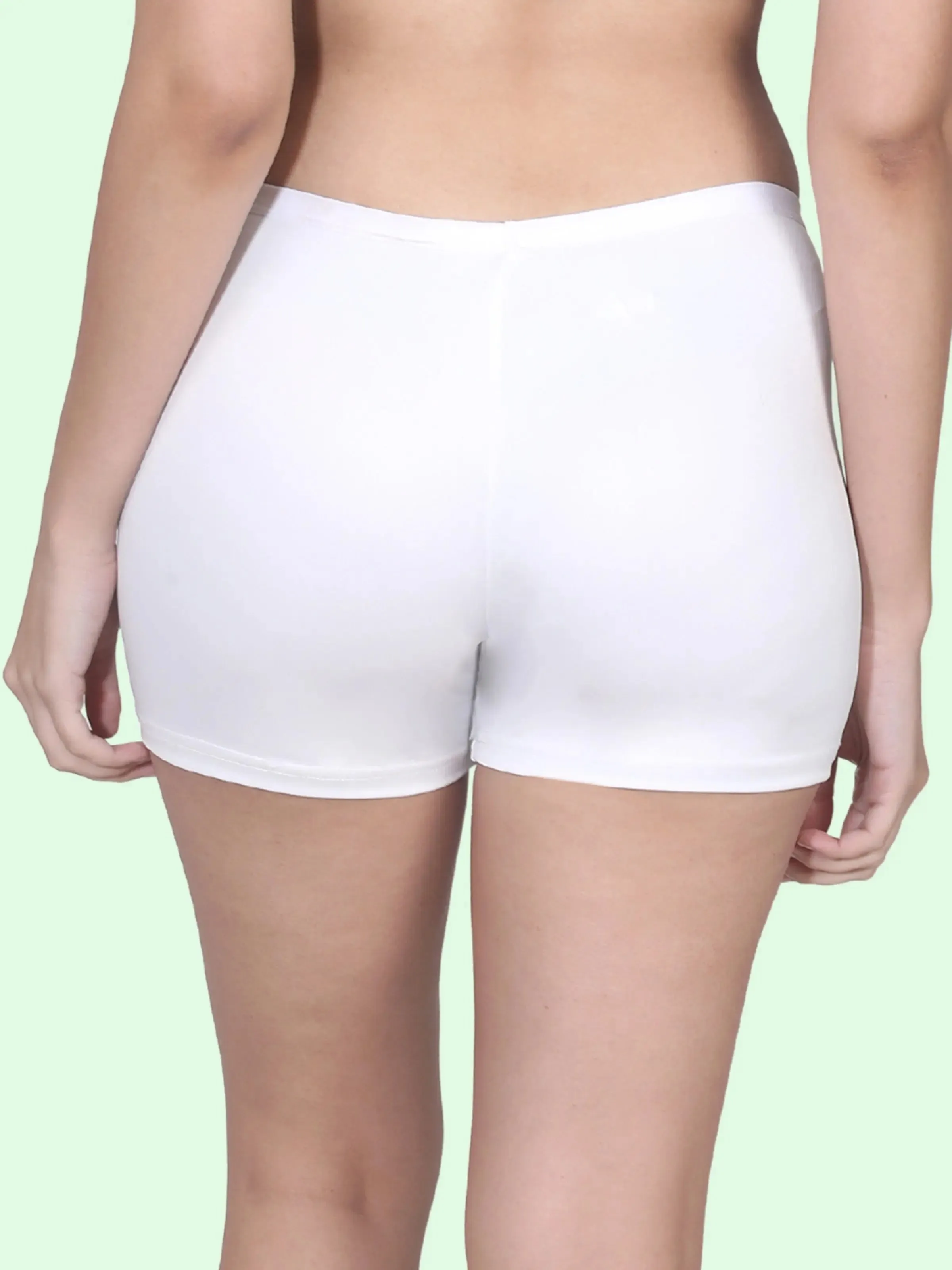 Full Coverage High Waist Long Panties with Gusseted Crotch and No Side Seams in White Pack of 1