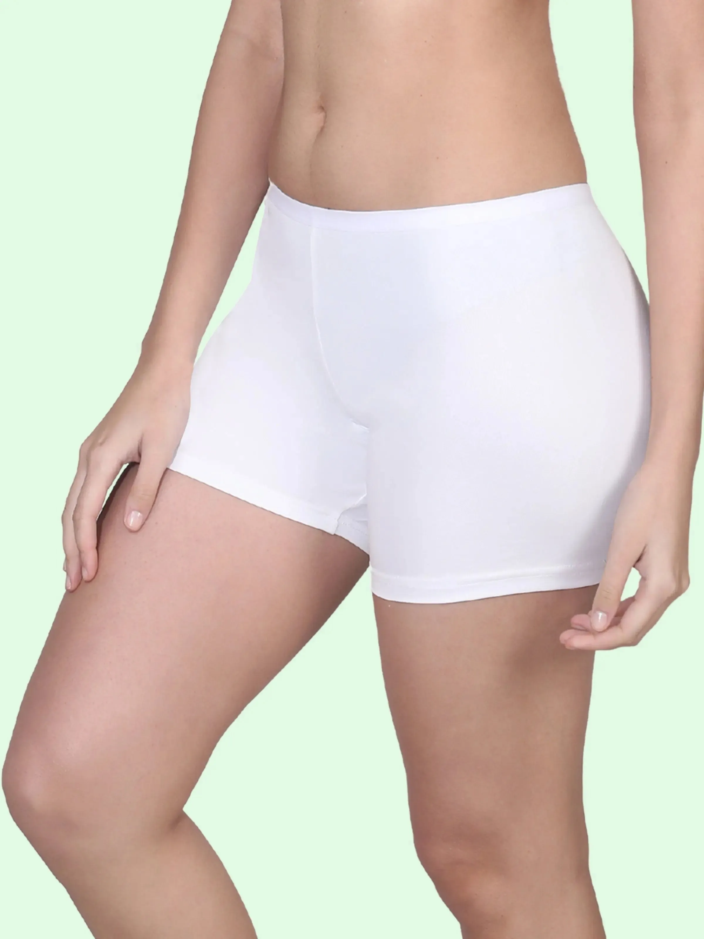 Full Coverage High Waist Long Panties with Gusseted Crotch and No Side Seams in White Pack of 1