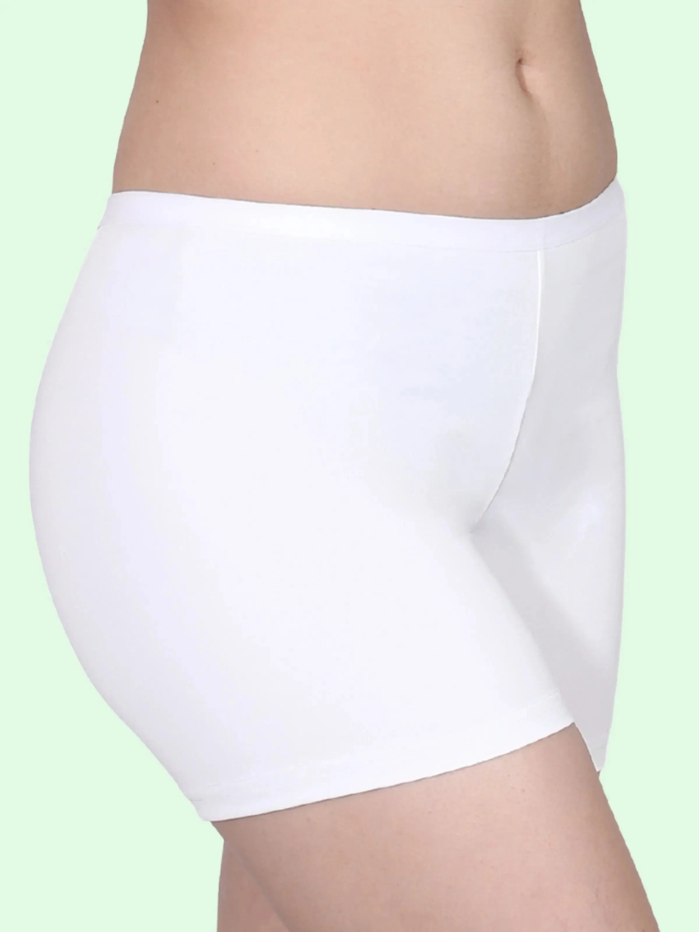 Full Coverage High Waist Long Panties with Gusseted Crotch and No Side Seams in White Pack of 1