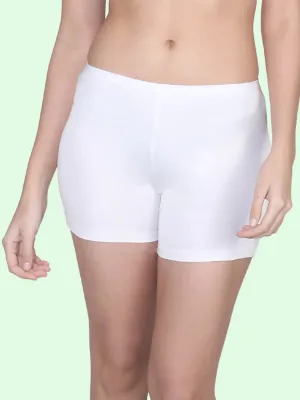 Full Coverage High Waist Long Panties with Gusseted Crotch and No Side Seams in White Pack of 1