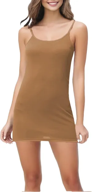 Full Slip for Women Under Dress Scoop Neck Mini Dresses Summer Spaghetti Strap Cami Dress Short Sundress Nightgown