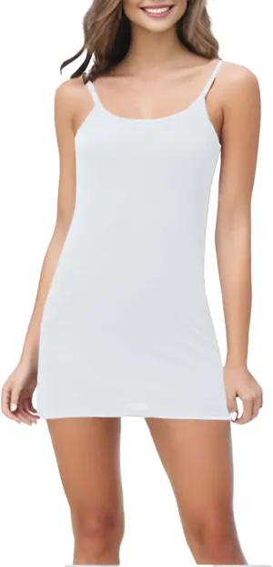 Full Slip for Women Under Dress Scoop Neck Mini Dresses Summer Spaghetti Strap Cami Dress Short Sundress Nightgown