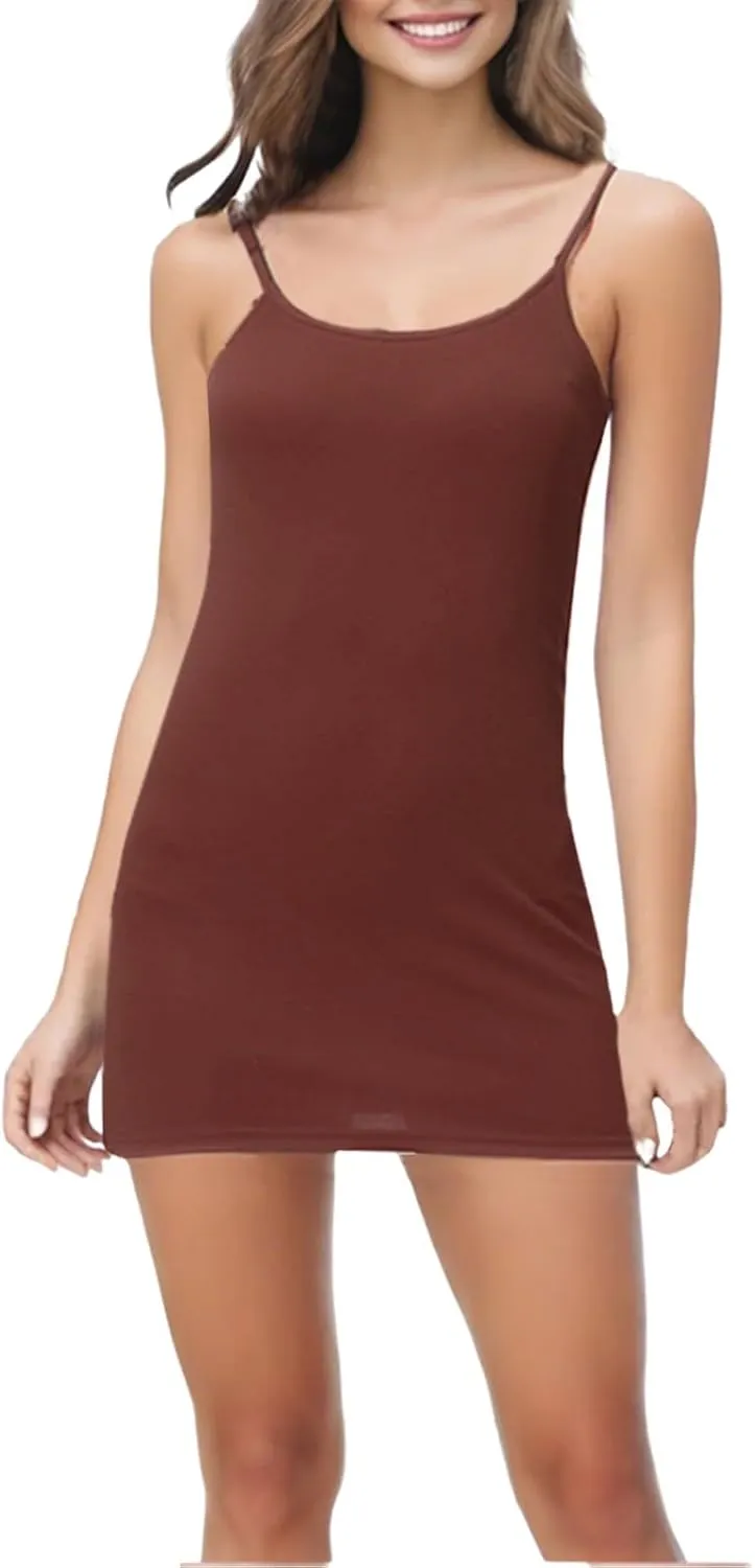 Full Slip for Women Under Dress Scoop Neck Mini Dresses Summer Spaghetti Strap Cami Dress Short Sundress Nightgown