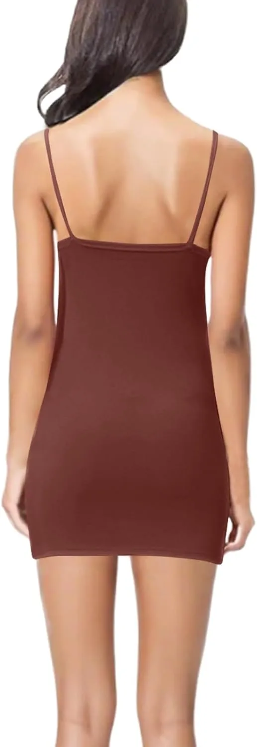 Full Slip for Women Under Dress Scoop Neck Mini Dresses Summer Spaghetti Strap Cami Dress Short Sundress Nightgown