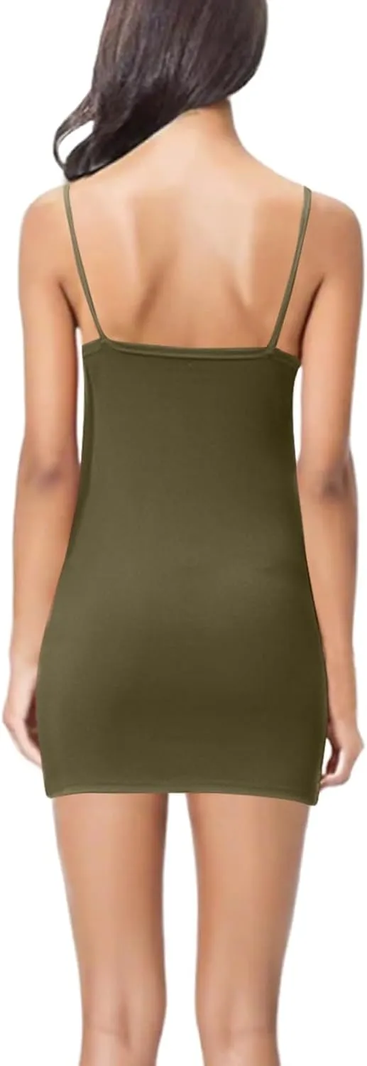 Full Slip for Women Under Dress Scoop Neck Mini Dresses Summer Spaghetti Strap Cami Dress Short Sundress Nightgown