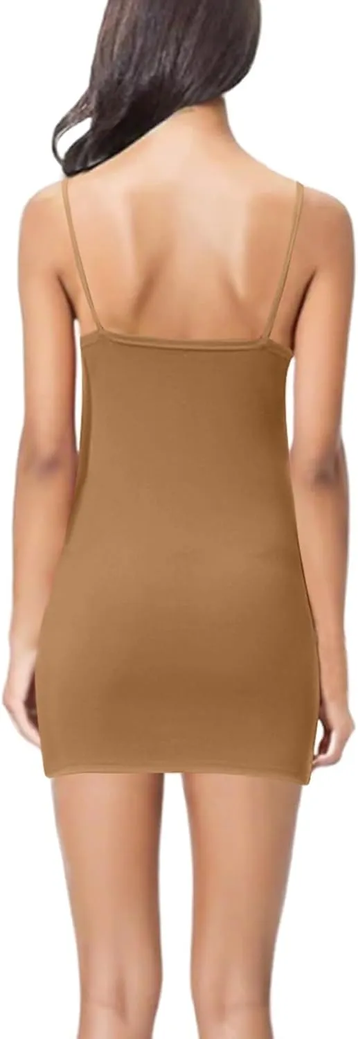 Full Slip for Women Under Dress Scoop Neck Mini Dresses Summer Spaghetti Strap Cami Dress Short Sundress Nightgown