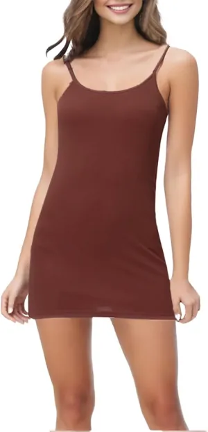 Full Slip for Women Under Dress Scoop Neck Mini Dresses Summer Spaghetti Strap Cami Dress Short Sundress Nightgown