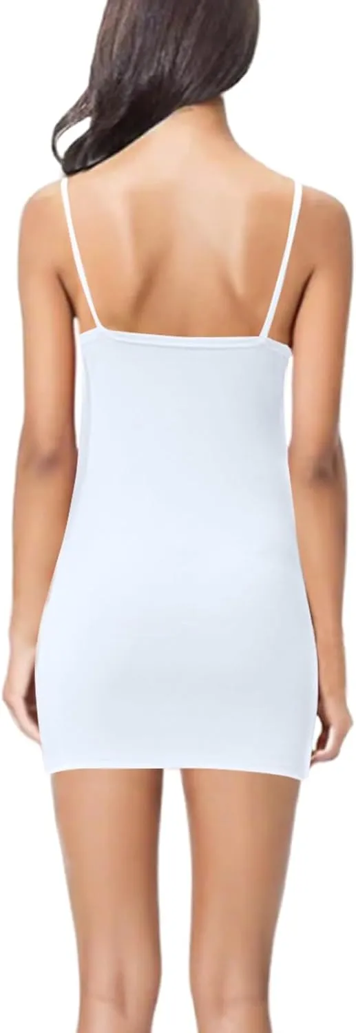 Full Slip for Women Under Dress Scoop Neck Mini Dresses Summer Spaghetti Strap Cami Dress Short Sundress Nightgown