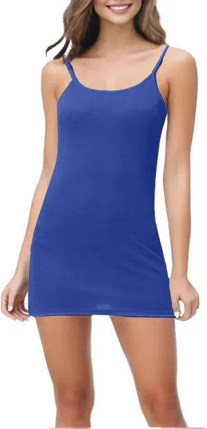 Full Slip for Women Under Dress Scoop Neck Mini Dresses Summer Spaghetti Strap Cami Dress Short Sundress Nightgown