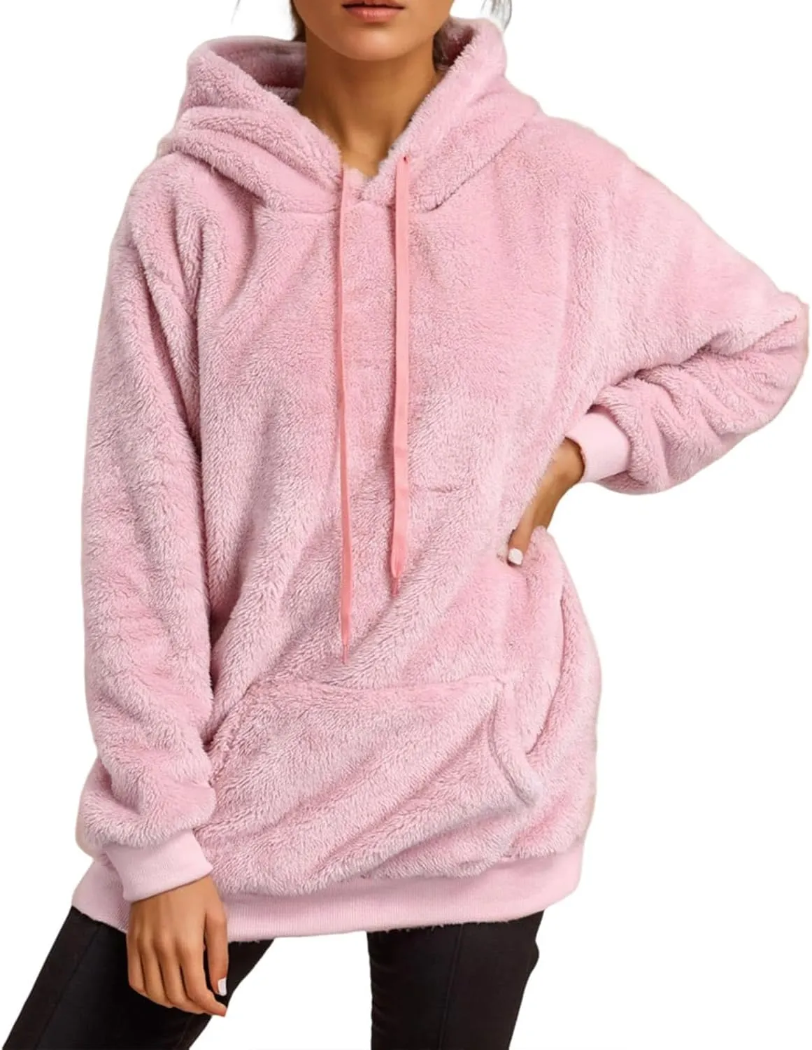 Fuzzy Fleece Pajamas 2 Piece Warm Lounge Set Sherpa Fluffy Hoodie Shorts Sets Loungewear Pajamas Sets