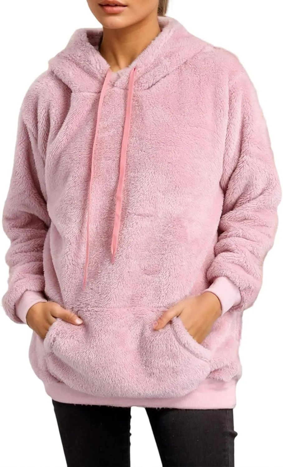 Fuzzy Fleece Pajamas 2 Piece Warm Lounge Set Sherpa Fluffy Hoodie Shorts Sets Loungewear Pajamas Sets