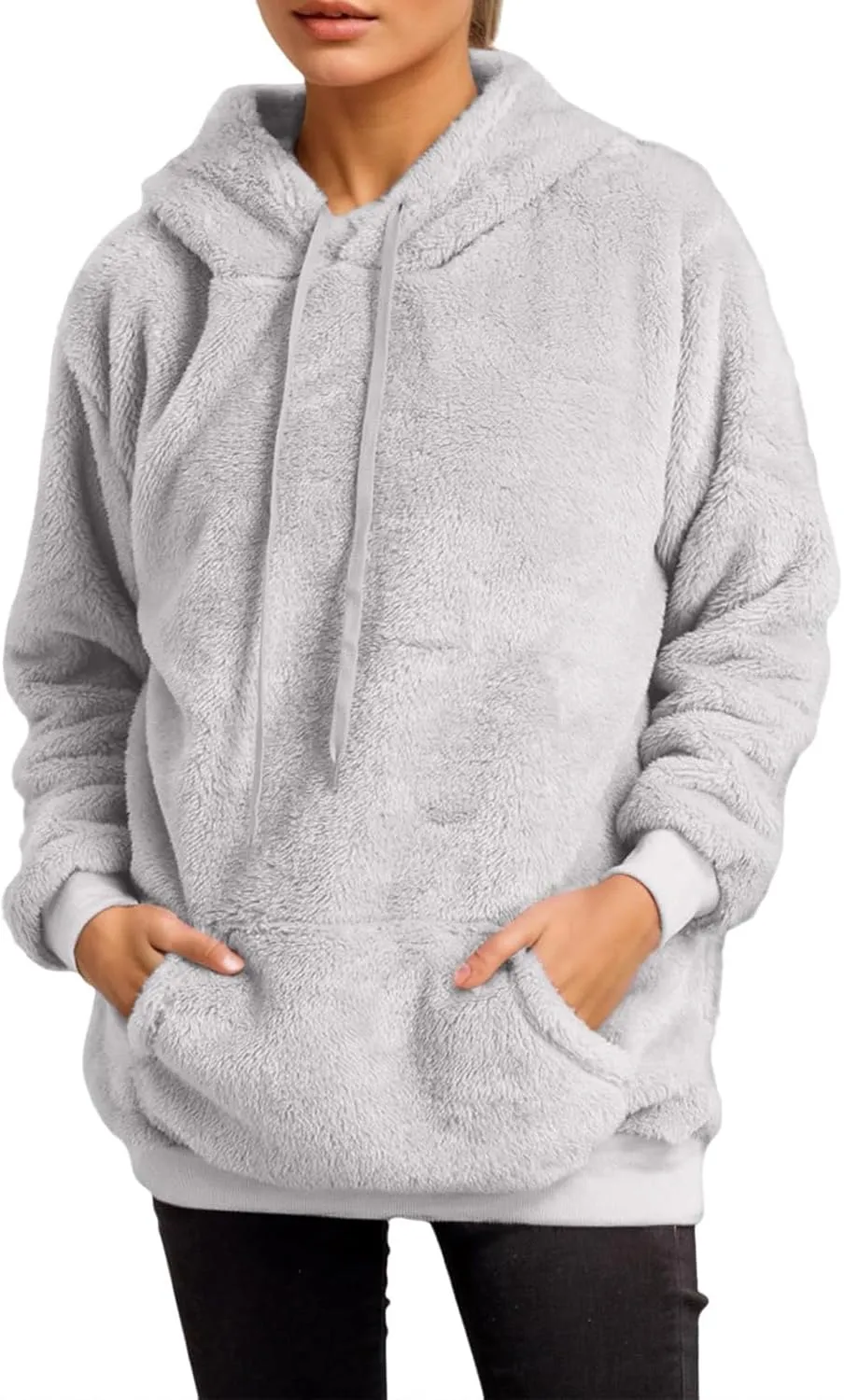 Fuzzy Fleece Pajamas 2 Piece Warm Lounge Set Sherpa Fluffy Hoodie Shorts Sets Loungewear Pajamas Sets