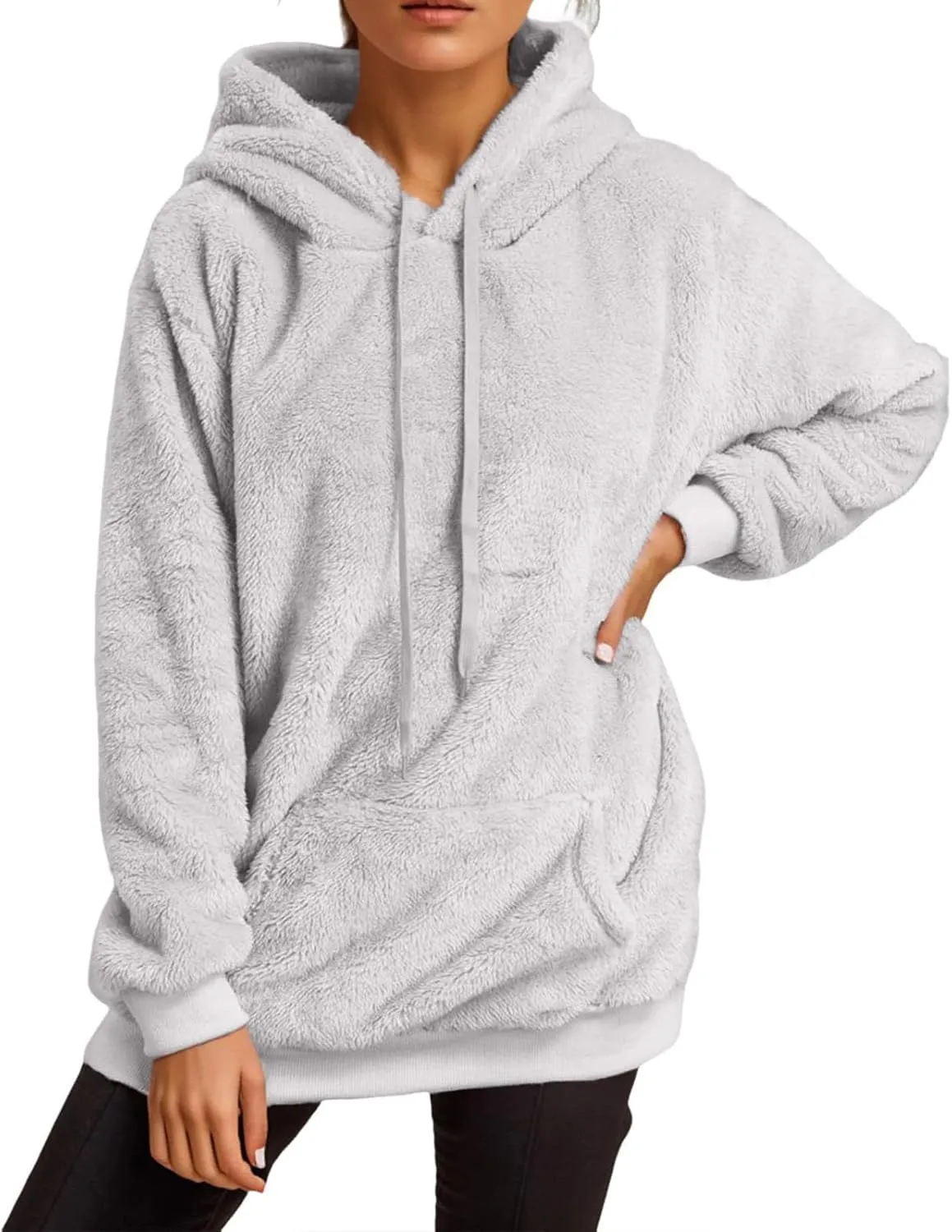 Fuzzy Fleece Pajamas 2 Piece Warm Lounge Set Sherpa Fluffy Hoodie Shorts Sets Loungewear Pajamas Sets