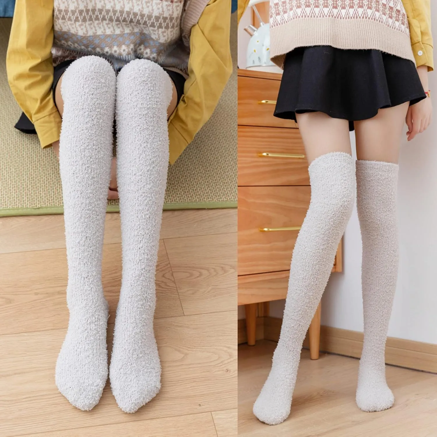 Fuzzy Socks for Women & Men Warm Fluffy Socks Cozy Slipper Socks Microfiber Soft Winter Christmas Socks