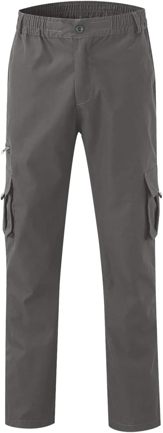 GIERIDUC Mens Stretch Waist Cargo Pants Mens Khaki Cargo Pants Relaxed Fit Mens Activewear Pants Tall Best Long Pants for Men