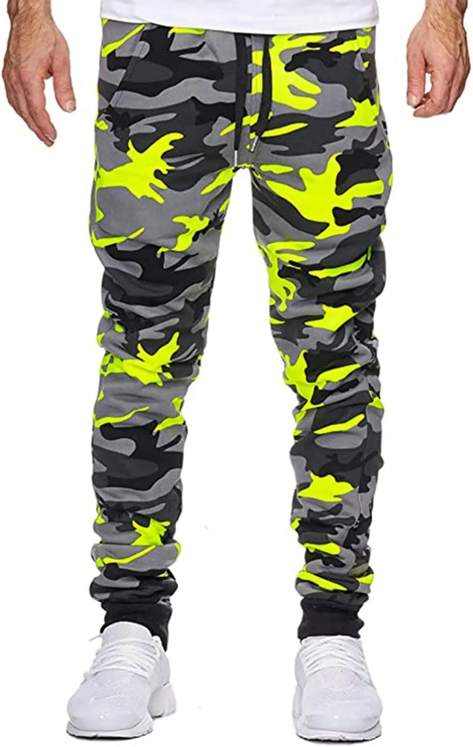 GOFULY Cargo Pants for Men Camouflage Print Casual Drawstring Stretch Elastic Waist Sweat Pants with Pocket Pants Trousers