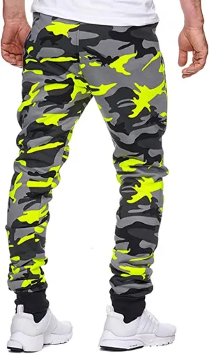 GOFULY Cargo Pants for Men Camouflage Print Casual Drawstring Stretch Elastic Waist Sweat Pants with Pocket Pants Trousers