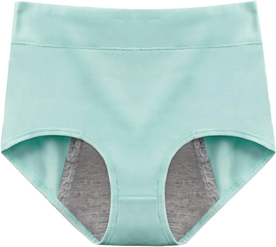 GOKKILRW Underwear Women Plus Size High Waist Stretch Soft Panties Full Coverage Leakproof Briefs Breathable Comfort Thongs
