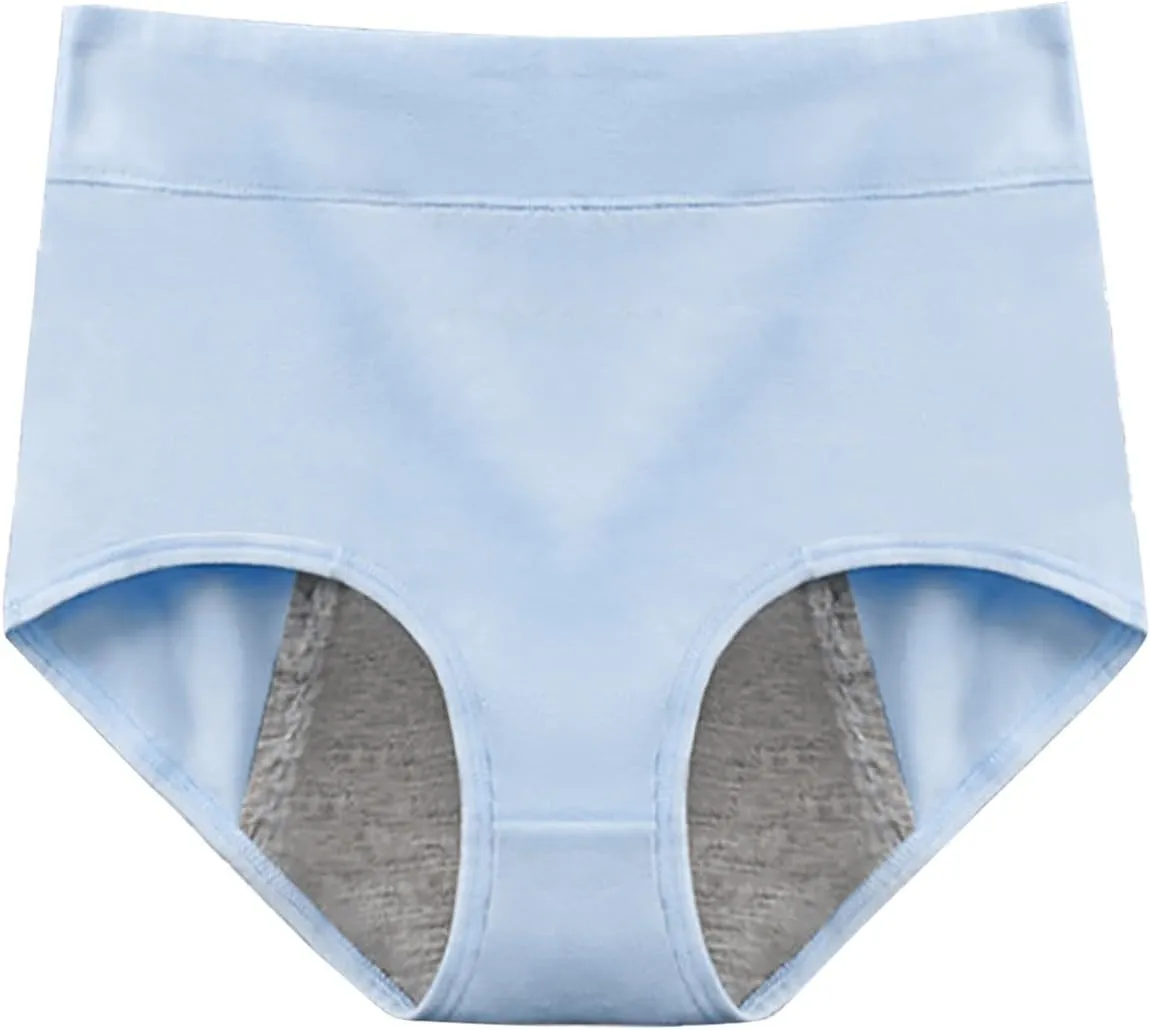 GOKKILRW Underwear Women Plus Size High Waist Stretch Soft Panties Full Coverage Leakproof Briefs Breathable Comfort Thongs