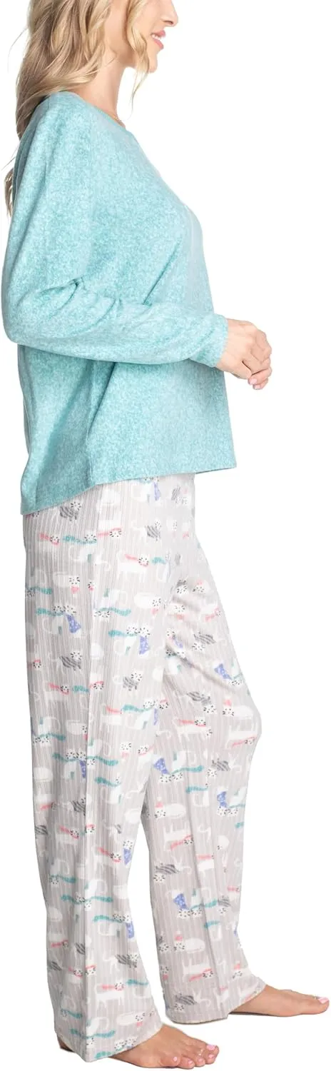 Goodnight Kiss Bear Hug 2 Thermal Fleece Pajama Set, Long Sleeve Shirt and Sleep Pants