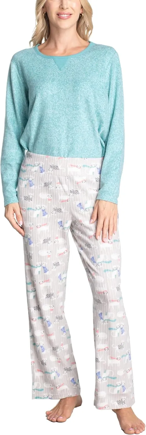 Goodnight Kiss Bear Hug 2 Thermal Fleece Pajama Set, Long Sleeve Shirt and Sleep Pants