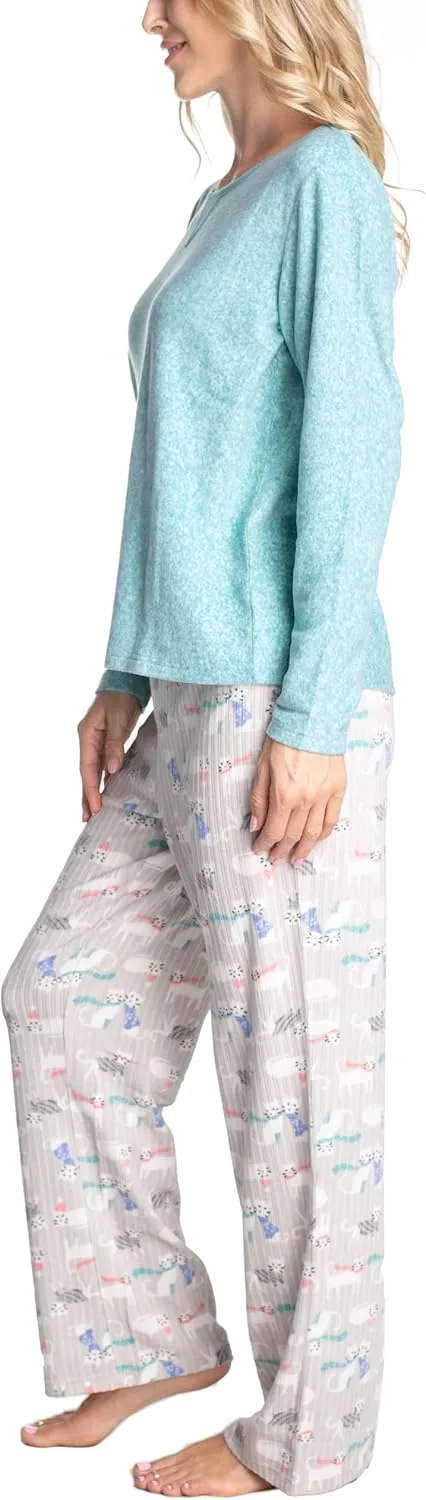 Goodnight Kiss Bear Hug 2 Thermal Fleece Pajama Set, Long Sleeve Shirt and Sleep Pants