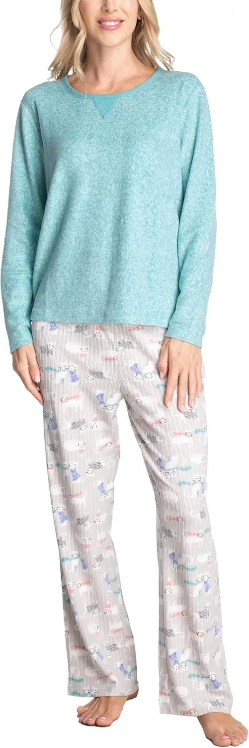 Goodnight Kiss Bear Hug 2 Thermal Fleece Pajama Set, Long Sleeve Shirt and Sleep Pants