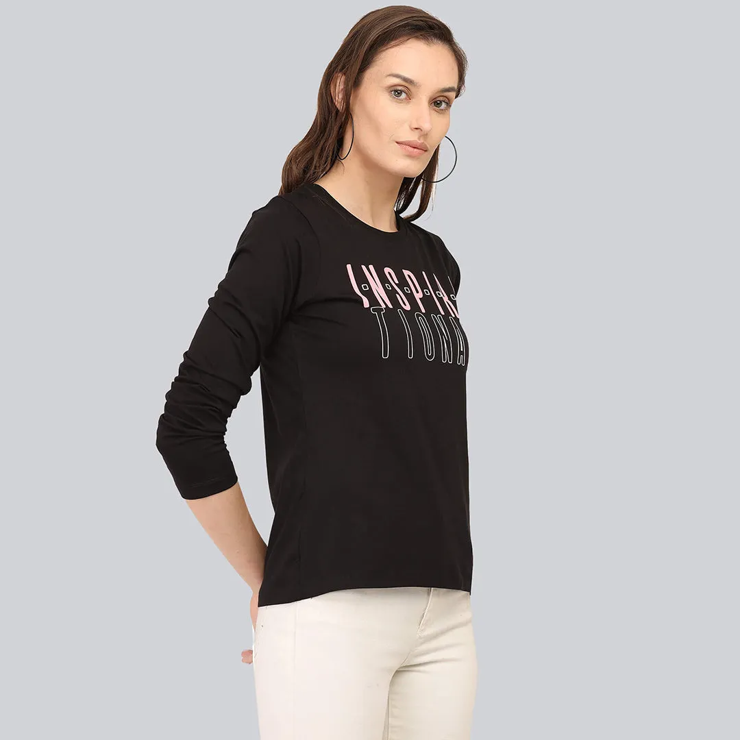 Graphic Printed Full Sleeve T-Shirt - Black
