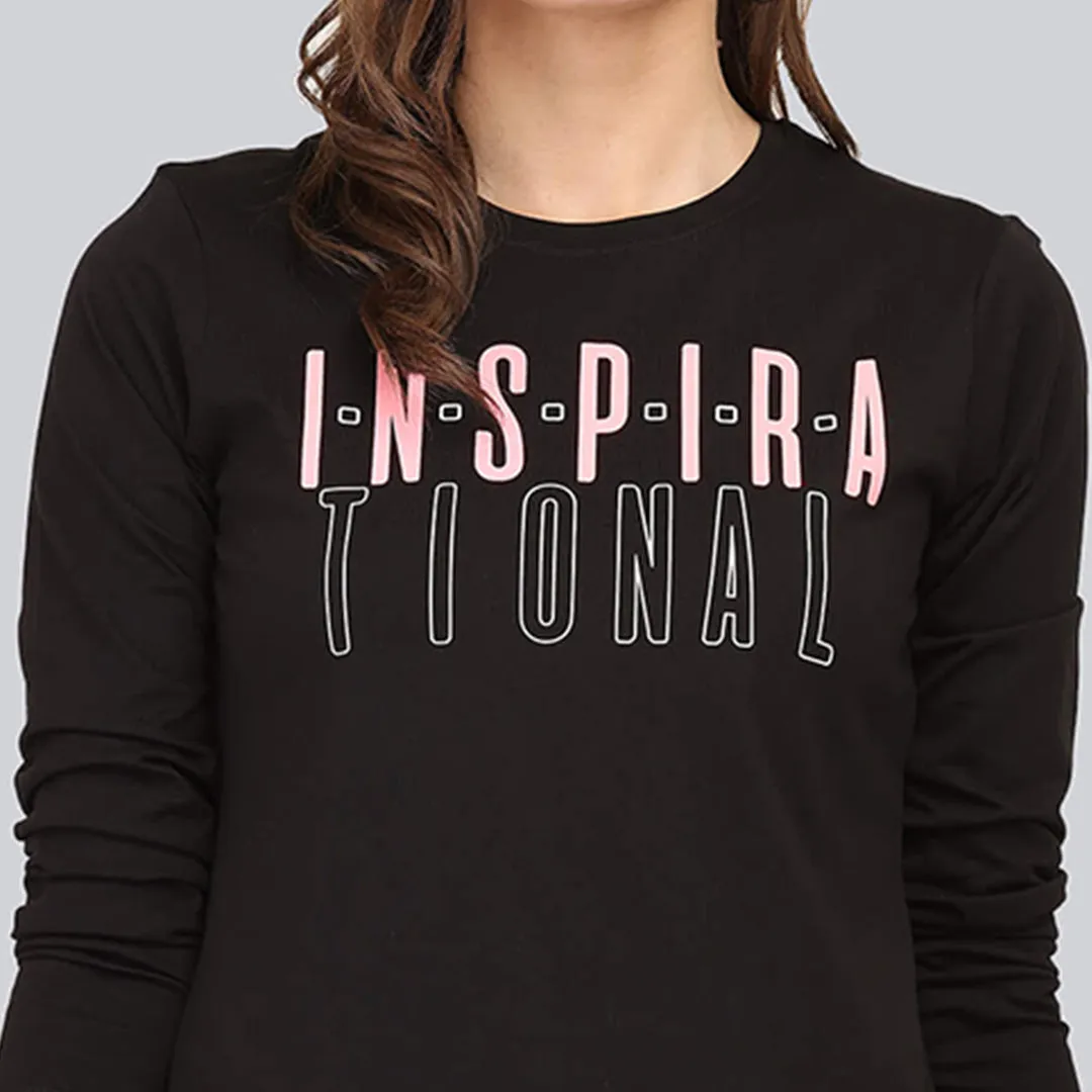 Graphic Printed Full Sleeve T-Shirt - Black